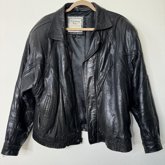 Christian Dior Le Connaisseur Vintage Leather Black Bomber Jacket M/L 42 - Picture 1 of 10